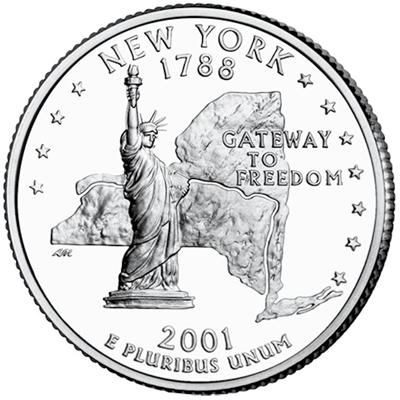 2001-D New York USA Statehood Quarters (MS-60)