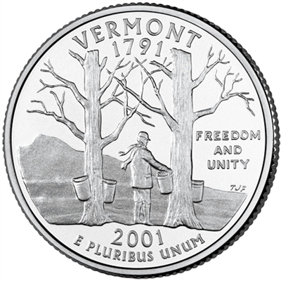 2001-P Vermont USA Statehood Quarters (MS-60)