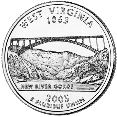 2005-D West Virginia USA Statehood Quarter Uncirculated (MS-60)