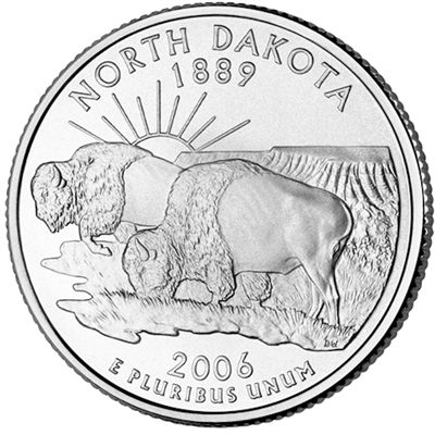 2006-P North Dakota USA Statehood Quarter Uncirculated (MS-60)