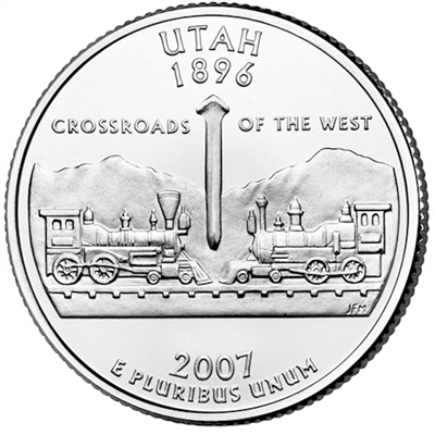 2007-P Utah USA Statehood Quarter Uncirculated (MS-60)