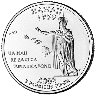2008-P Hawaii USA Statehood Quarter Uncirculated (MS-60)