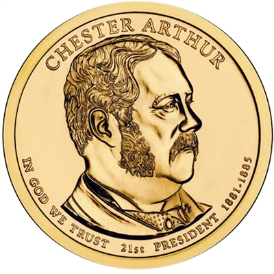2012-P USA Presidential Dollar - Chester Arthur Uncirculated (MS-60)