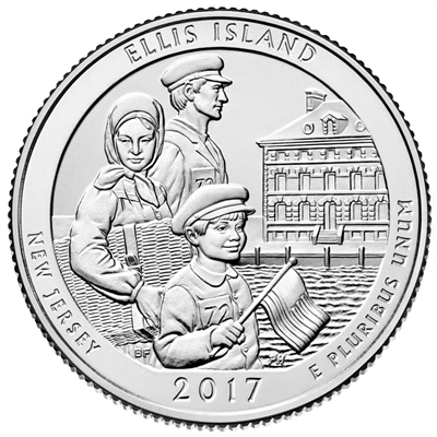 2017-D Ellis Island USA National Parks Quarter Uncirculated (MS-60)