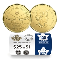 2017 Canada $1 100th Anniversary of the Toronto Maple Leafs Special Wrap Roll of 25pcs