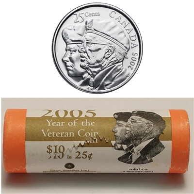 2005-P Canada 25-cent Year of the Veteran Special Wrap Roll of 40pcs