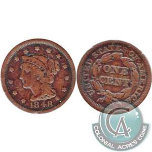 1848 USA Cent Fine (F-12)