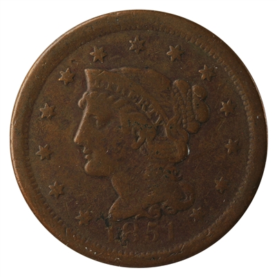 1851 USA Cent Fine (F-12)