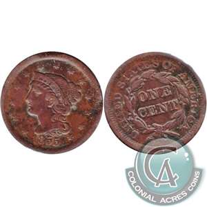 1855 Upright 5's USA Cent Very Fine (VF-20)