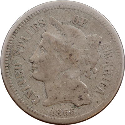 1865 Nickel USA 3 Cents G-VG (G-6)