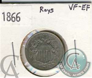 1866 Rays USA Nickel VF-EF (VF-30) $