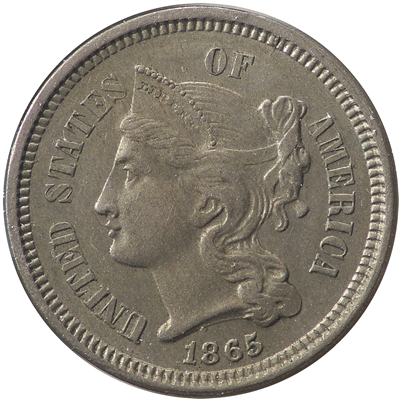 1865 Nickel USA 3 Cents EF-AU (EF-45) $