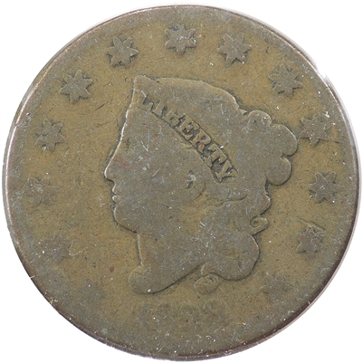 1828 Large Narrow Date USA Cent About Good (AG-3)