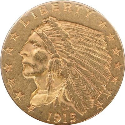 1915 USA $2.50 Gold Quarter Eagle EF-AU (EF-45)