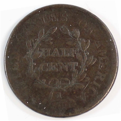 1806 Small 6 Stemless USA 1/2 Cent F-VF (F-15) $