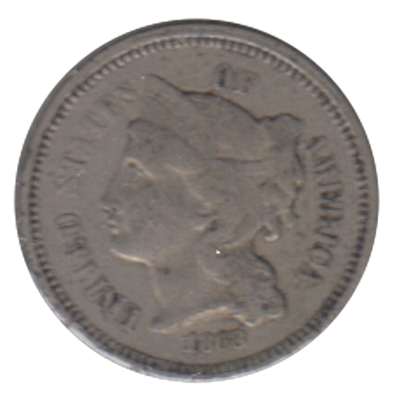 1868 Nickel USA 3 Cents Extra Fine (EF-40)