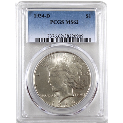 1934 D USA Dollar PCGS Certified MS-62