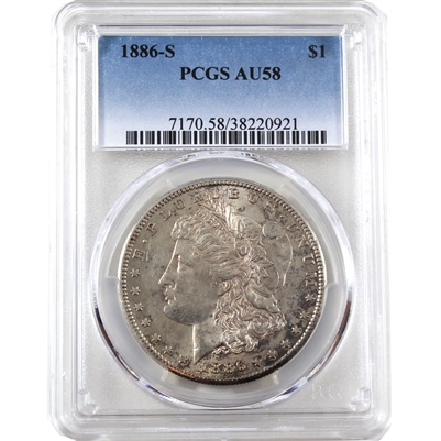 1886 S USA Dollar PCGS Certified AU-58