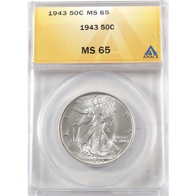 1943 USA Half Dollar ANACS Certified MS-65