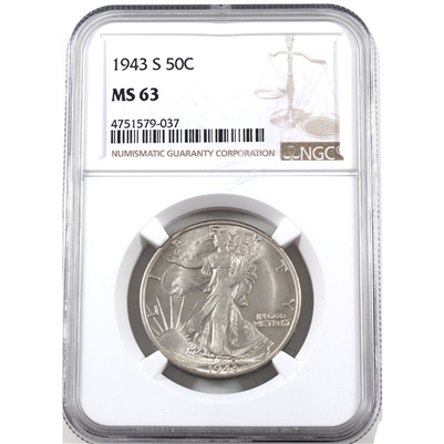 1943 S USA Half Dollar NGC Certified MS-63