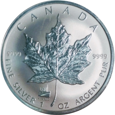 1998 Canada $5 Titanic Privy Mark 1oz. .999 Silver Maple Leaf (No Tax)