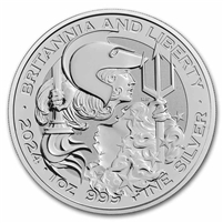 2024 Great Britain 2-Pound Britannia & Liberty 1oz. .999 Silver (No Tax)