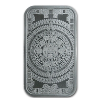 Aztec Calendar - 1oz. .999 Silver Bar (No Tax) Light Toning