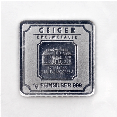 Geiger Edelmetalle 1g .999 Fine Silver Square Bar (No Tax)