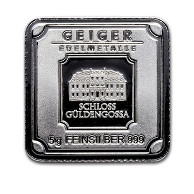 Geiger Edelmetalle 5g .999 Fine Silver Square Bar (No Tax)