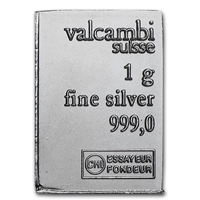 1 Gram Valcambi Suisse .999 Fine Silver Bar (No Tax)