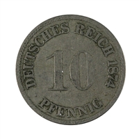 German Empire 1874F 10 Pfennig VF-EF (VF-30)