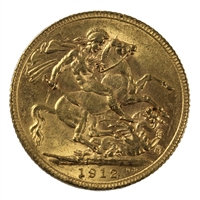 Great Britain 1912 Gold Sovereign AU-UNC (AU-55)