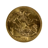 Great Britain 1911 Gold Sovereign Choice Brilliant Uncirculated (MS-64)