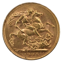 Australia 1904P Gold Sovereign AU-UNC (AU-55)