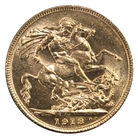 Great Britain 1913 Gold Sovereign Uncirculated (MS-60)