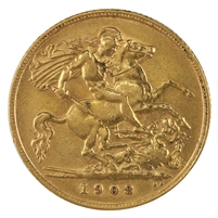 Great Britain 1908 Gold 1/2 Sovereign Extra Fine (EF-40)