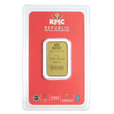 10 Gram RMC .999 Gold Bar with Tamper Evident Packaging (No Tax)