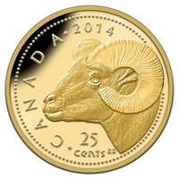 2014 Canada 25-cent Rocky Mountain Bighorn Sheep Gold (No Tax)