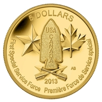 RDC 2013 Canada $5 Devil's Brigade Pure Gold Coin (No Tax) impaired sleeve