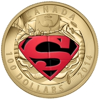 2014 Canada $100 Iconic Superman: Adventures of Superman #596 14K Gold (mark on case)