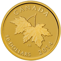 2014 Canada $10 Maple Leaves with 1953 Effigy 1/4oz. Pure Gold (NO Tax)