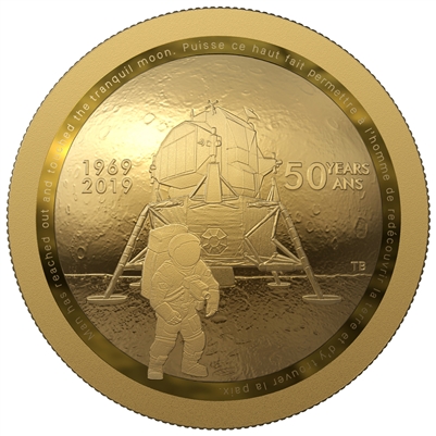 2019 Canada $100 50th Anniversary of the Apollo 11 Moon Landing Pure Gold (No Tax)