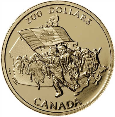 1990 Canada $200 The Silver Jubilee of the Canadian Flag 22K Gold Coin