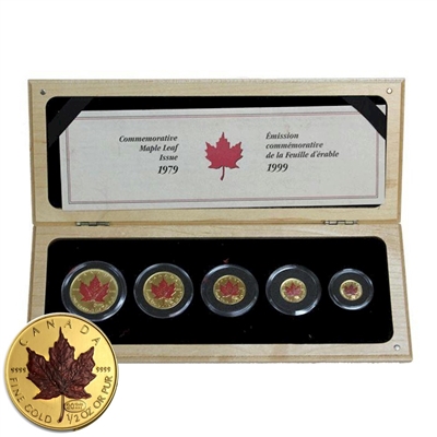 1979-1999 Canada Gold Maple Leaf 5-coin Coloured Set (No Tax)