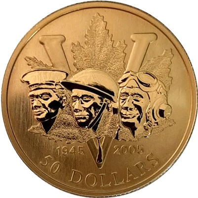 2005 Canada $50 60th Anniversary of the End of WWII 14K Gold Coin