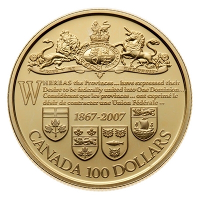 2007 Canada $100 140th Anniversary of the Dominion of Canada 14K Gold