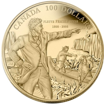 2008 Canada $100 200th Anniversary Descending the Fraser River 14K Gold