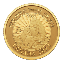 2023 Canada $5 The Majestic Polar Bear and Cubs 1/10oz. 99.99% Pure Gold (No Tax)