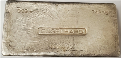 100oz Engelhard Old Poured .999 Fine Silver Bar