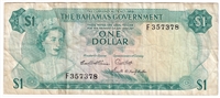 Bahamas 1965 1 Dollar Note, Pick #18b, 3 Signatures, VF